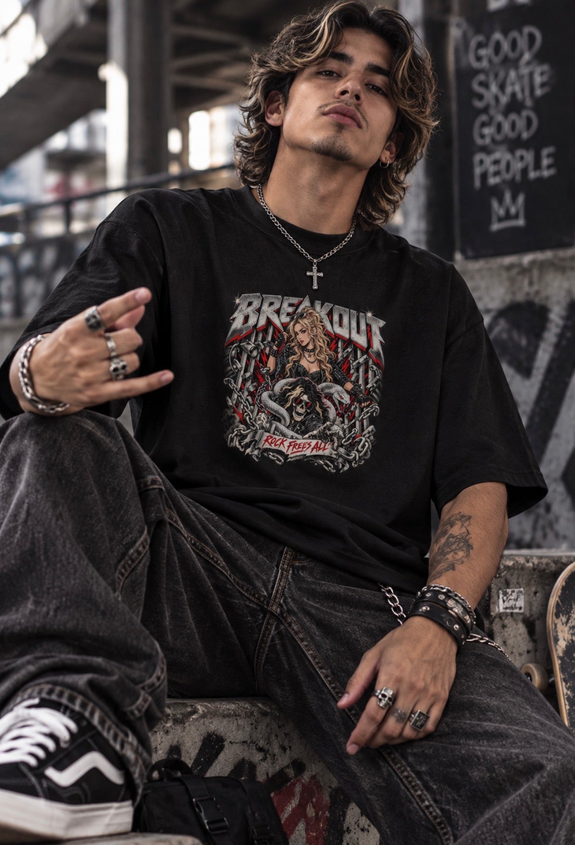 JHC Studio Breakout Skull Oversized Tee