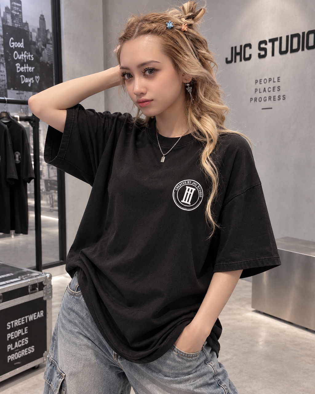 JHC Studio Black Streetwear Tee